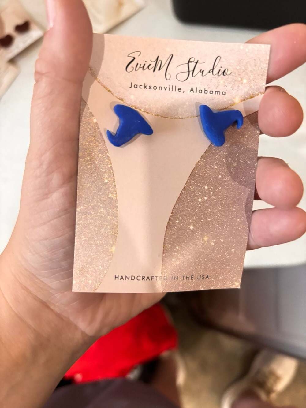 EvieM Studio Blue Witch Hat Stud Earrings